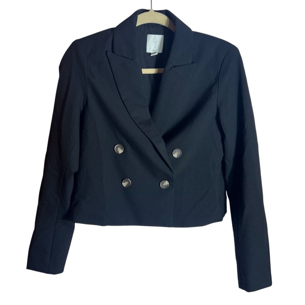 Joie Black Cropped Double Breasted Blazer Jacket, XS